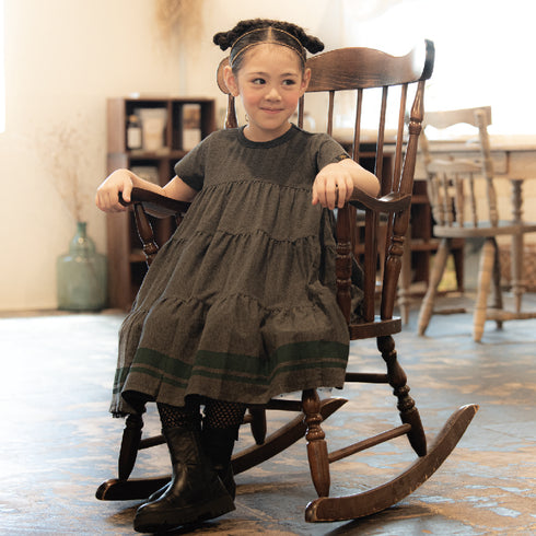 【130~150】 ダブルラインヘムティアードワンピース★2124696j★キッズサイズ 子供服